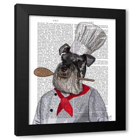 Schnauzer Chef Black Modern Wood Framed Art Print by Fab Funky