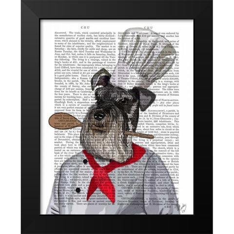 Schnauzer Chef Black Modern Wood Framed Art Print by Fab Funky