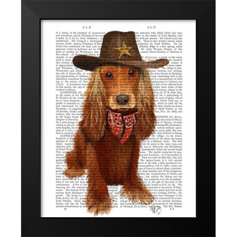 Cocker Spaniel Cowboy Black Modern Wood Framed Art Print by Fab Funky