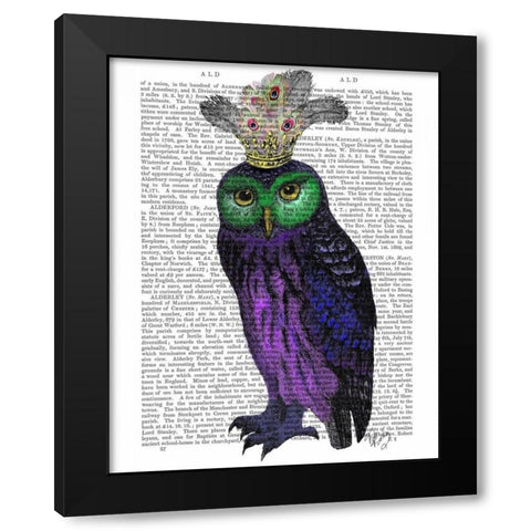Purple Owl Black Modern Wood Framed Art Print by Fab Funky