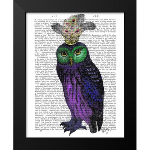 Purple Owl Black Modern Wood Framed Art Print by Fab Funky