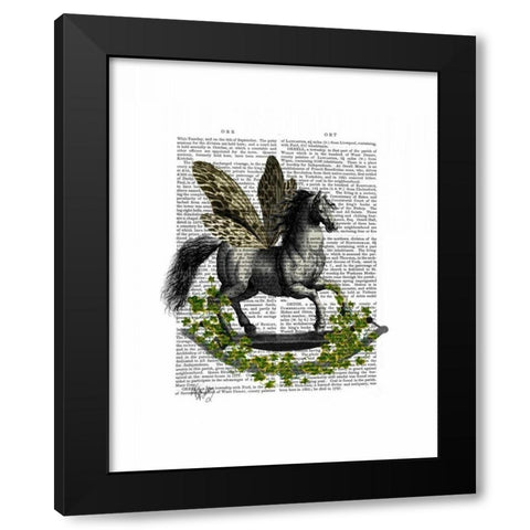 Rocking Horse Fly Black Modern Wood Framed Art Print by Fab Funky