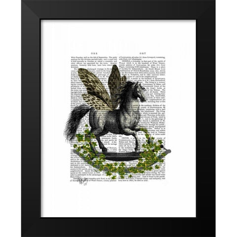 Rocking Horse Fly Black Modern Wood Framed Art Print by Fab Funky