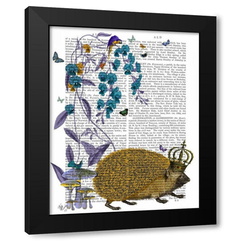 The Golden Hedgehog Black Modern Wood Framed Art Print by Fab Funky