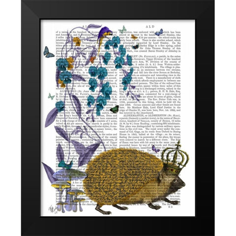 The Golden Hedgehog Black Modern Wood Framed Art Print by Fab Funky