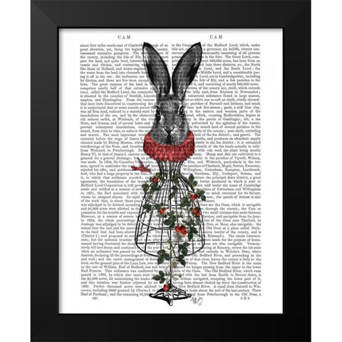 Strawberry Hare Black Modern Wood Framed Art Print by Fab Funky