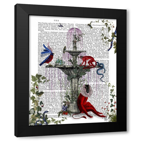 Scarlet Monkey Black Modern Wood Framed Art Print by Fab Funky