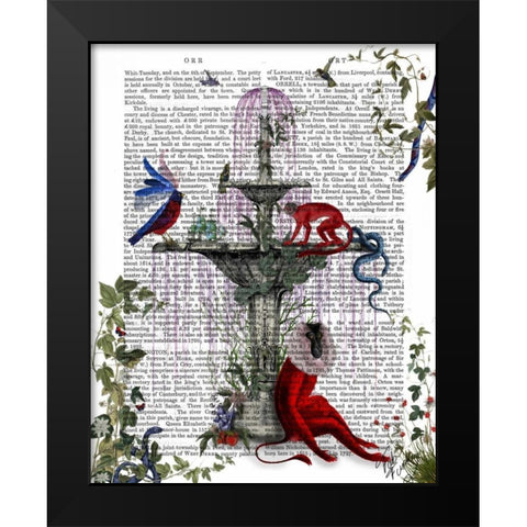 Scarlet Monkey Black Modern Wood Framed Art Print by Fab Funky