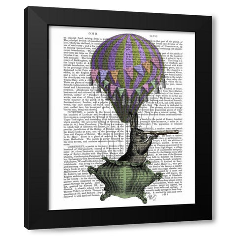 Navigating Rabbit Black Modern Wood Framed Art Print by Fab Funky