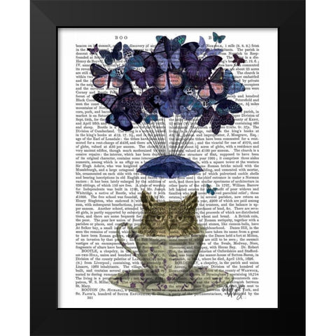 Owl In Teacup Black Modern Wood Framed Art Print by Fab Funky
