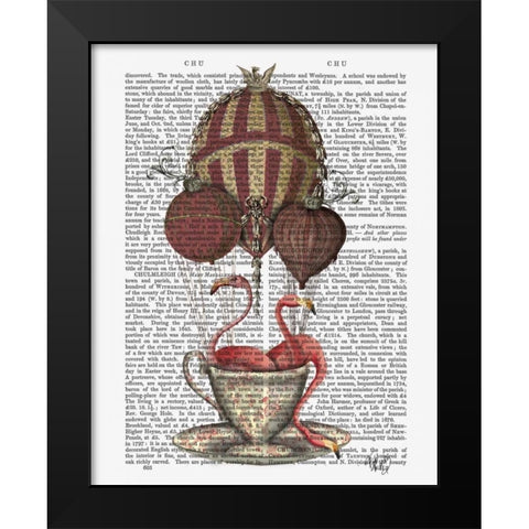 Flamingos in Teacup Black Modern Wood Framed Art Print by Fab Funky