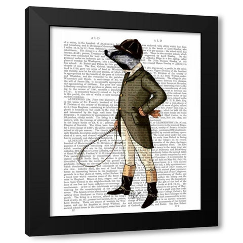 Badger The Rider Full Black Modern Wood Framed Art Print by Fab Funky