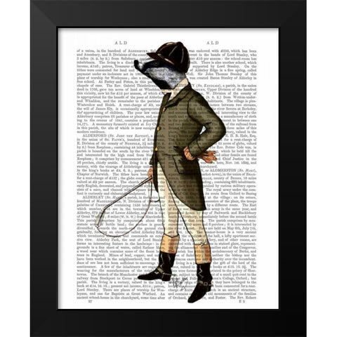 Badger The Rider Full Black Modern Wood Framed Art Print by Fab Funky