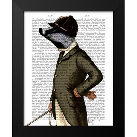 Badger The Rider Portrait Black Modern Wood Framed Art Print by Fab Funky