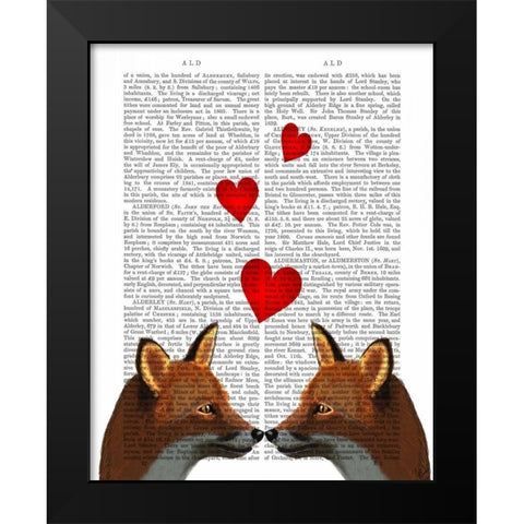 Foxes in Love Black Modern Wood Framed Art Print by Fab Funky