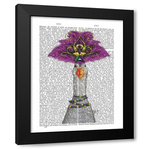 Goose Mardi Gras Headdress Black Modern Wood Framed Art Print by Fab Funky