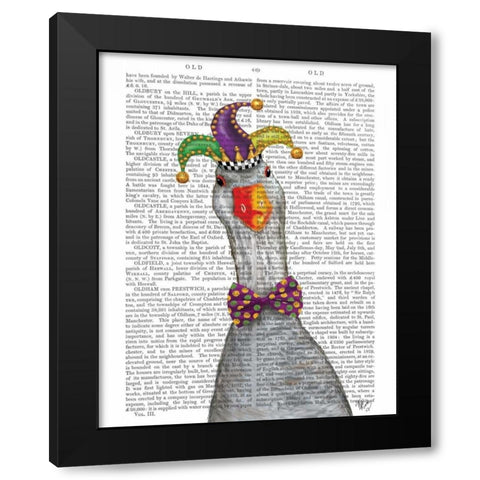 Mardi Gras Goose Jester Hat Black Modern Wood Framed Art Print by Fab Funky