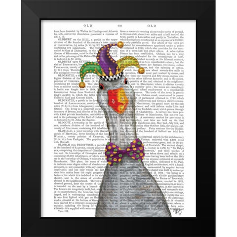Mardi Gras Goose Jester Hat Black Modern Wood Framed Art Print by Fab Funky