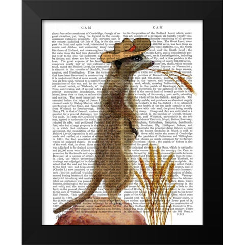 Meerkat Cowboy Black Modern Wood Framed Art Print by Fab Funky