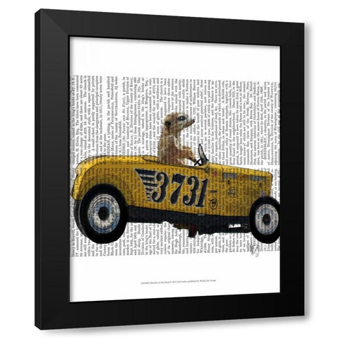 Meerkat in Hot Rod Black Modern Wood Framed Art Print by Fab Funky