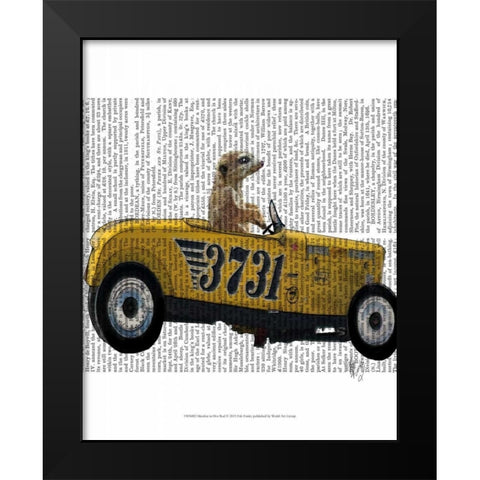 Meerkat in Hot Rod Black Modern Wood Framed Art Print by Fab Funky
