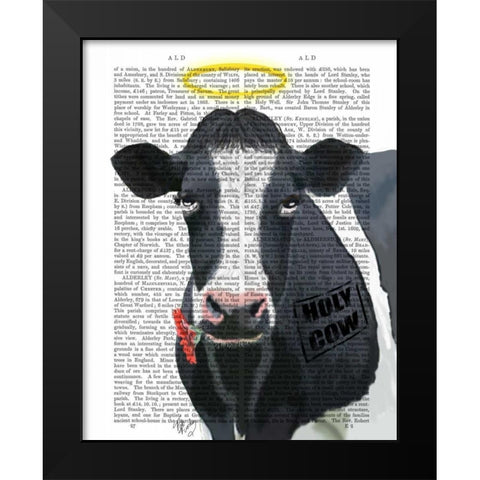 Holy Cow Black Modern Wood Framed Art Print by Fab Funky