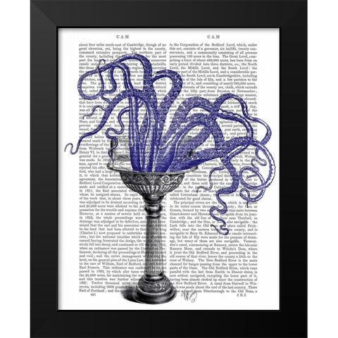 Octopus in Sink Black Modern Wood Framed Art Print by Fab Funky