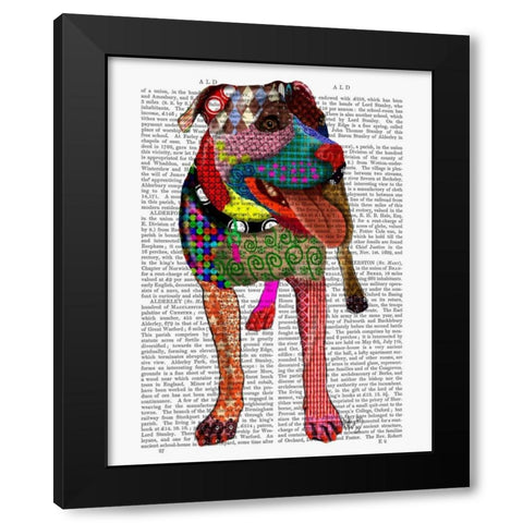 Staffordshire Bull Terrier - Patchwork Black Modern Wood Framed Art Print with Double Matting by Fab Funky