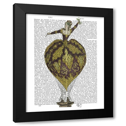 Hot Air Balloon Woman 1 Black Modern Wood Framed Art Print by Fab Funky