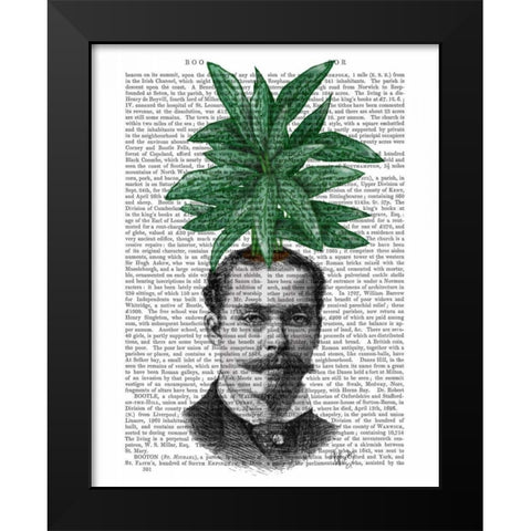 Chinese Evergreen Head Plant Head Black Modern Wood Framed Art Print by Fab Funky