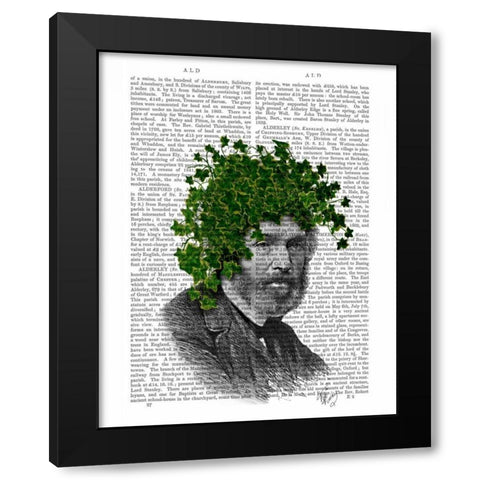 Ivy Head Plant Head Black Modern Wood Framed Art Print with Double Matting by Fab Funky