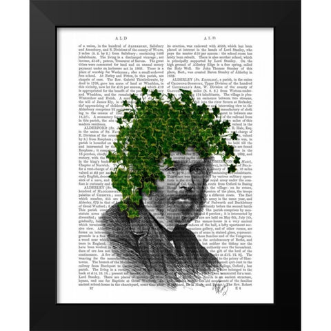 Ivy Head Plant Head Black Modern Wood Framed Art Print by Fab Funky