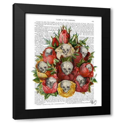 Bouquet of Skulls Black Modern Wood Framed Art Print by Fab Funky