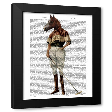 Polo Horse Full Black Modern Wood Framed Art Print with Double Matting by Fab Funky