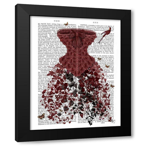 Woodland Corset Black Modern Wood Framed Art Print by Fab Funky