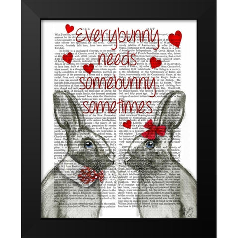 Everybunny Black Modern Wood Framed Art Print by Fab Funky