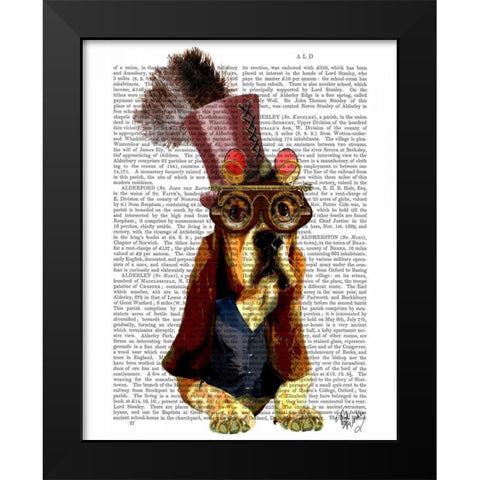 Basset Hound Steampunk Top Hat Goggles Black Modern Wood Framed Art Print by Fab Funky