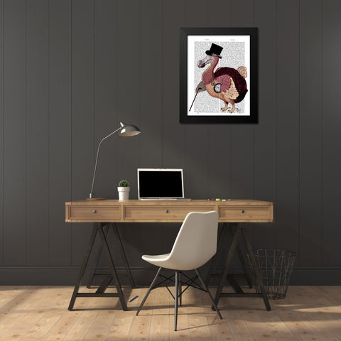 Dapper Dodo Black Modern Wood Framed Art Print by Fab Funky