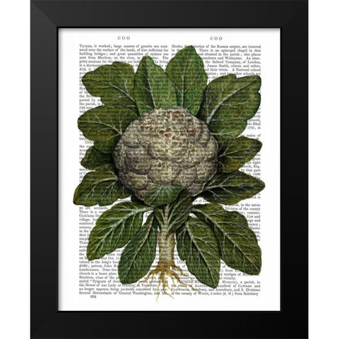 Cauliflower Black Modern Wood Framed Art Print by Fab Funky