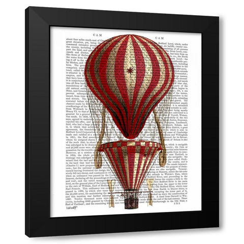 Tiered Hot Air Balloon Print Red Black Modern Wood Framed Art Print with Double Matting by Fab Funky