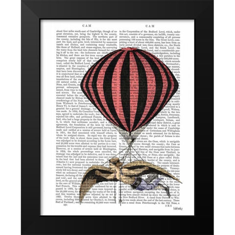 Vintage Flying Machine Black Modern Wood Framed Art Print by Fab Funky