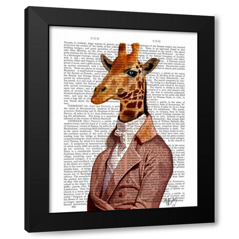 Regency Giraffe Black Modern Wood Framed Art Print by Fab Funky