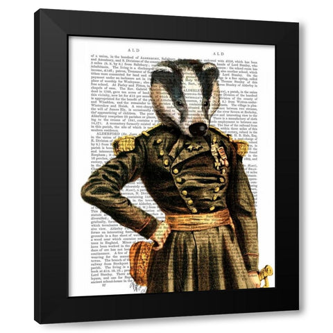 General Badger Black Modern Wood Framed Art Print by Fab Funky