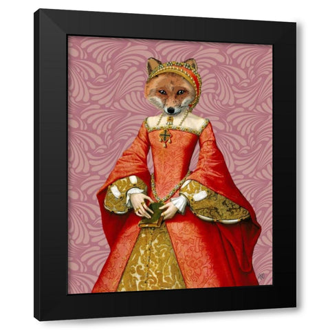 Fox Queen Black Modern Wood Framed Art Print with Double Matting by Fab Funky