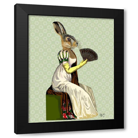 Miss Hare Black Modern Wood Framed Art Print with Double Matting by Fab Funky