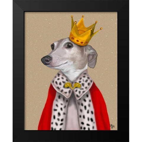 Greyhound Queen Black Modern Wood Framed Art Print by Fab Funky