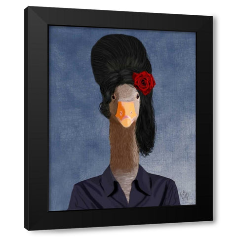 Amy Winehouse Goose Black Modern Wood Framed Art Print with Double Matting by Fab Funky