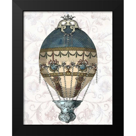 Baroque Balloon Blue and Cream Black Modern Wood Framed Art Print by Fab Funky