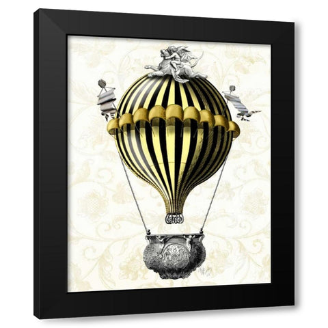 Baroque Balloon Black Yellow Black Modern Wood Framed Art Print by Fab Funky