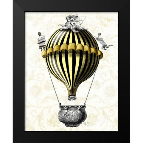 Baroque Balloon Black Yellow Black Modern Wood Framed Art Print by Fab Funky
